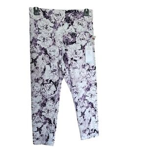 Balance Collection White Floral Dry Stretch Performance Leggings L New